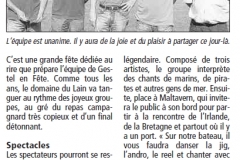Article de presse locale pour Gestel en Fête Année 2013