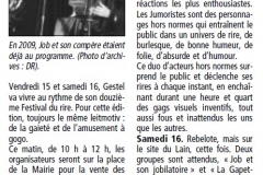 Article de presse locale pour Le Festival du Rire Année 2011