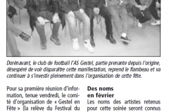 Article de presse locale pour Gestel en Fête Année 2012